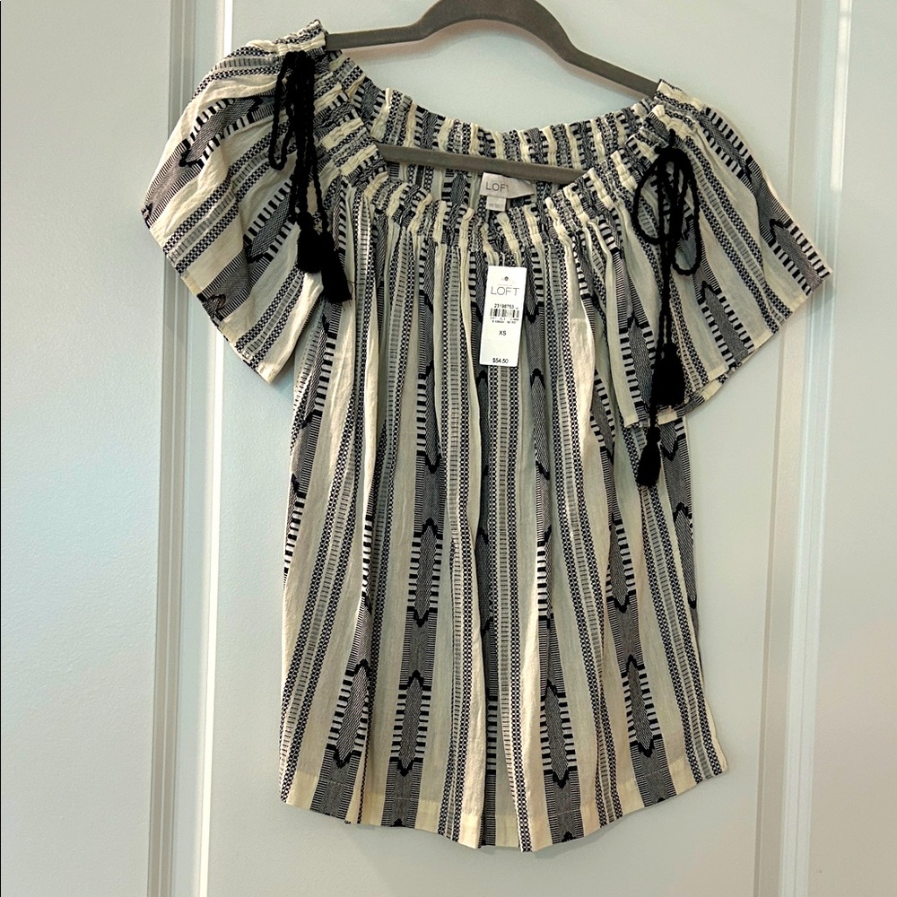 LOFT Black and Cream Women's Top